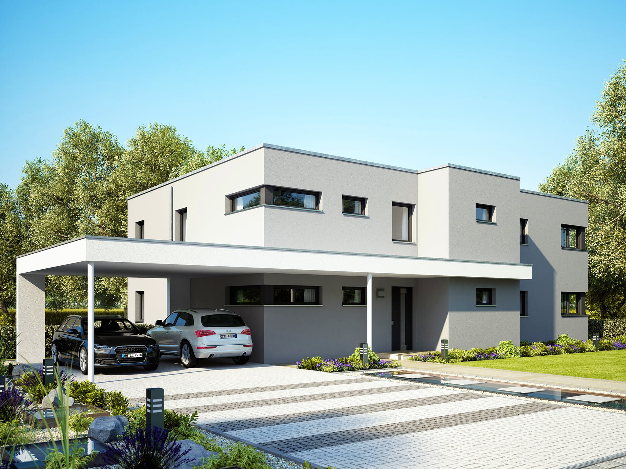Fertighaus CELEBRATION 282 V3 von Bien-Zenker Schlüsselfertig ab 895648€, Cubushaus Außenansicht 1