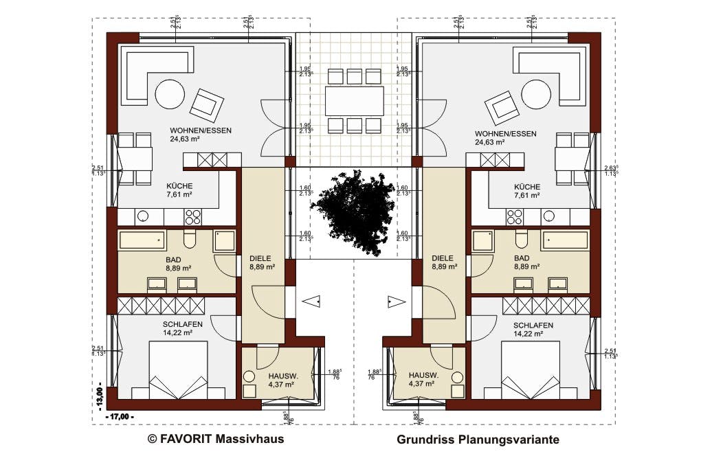 Massivhaus Chalet 153 von FAVORIT Massivhaus Schlüsselfertig ab 436680€, Bungalow Grundriss 2