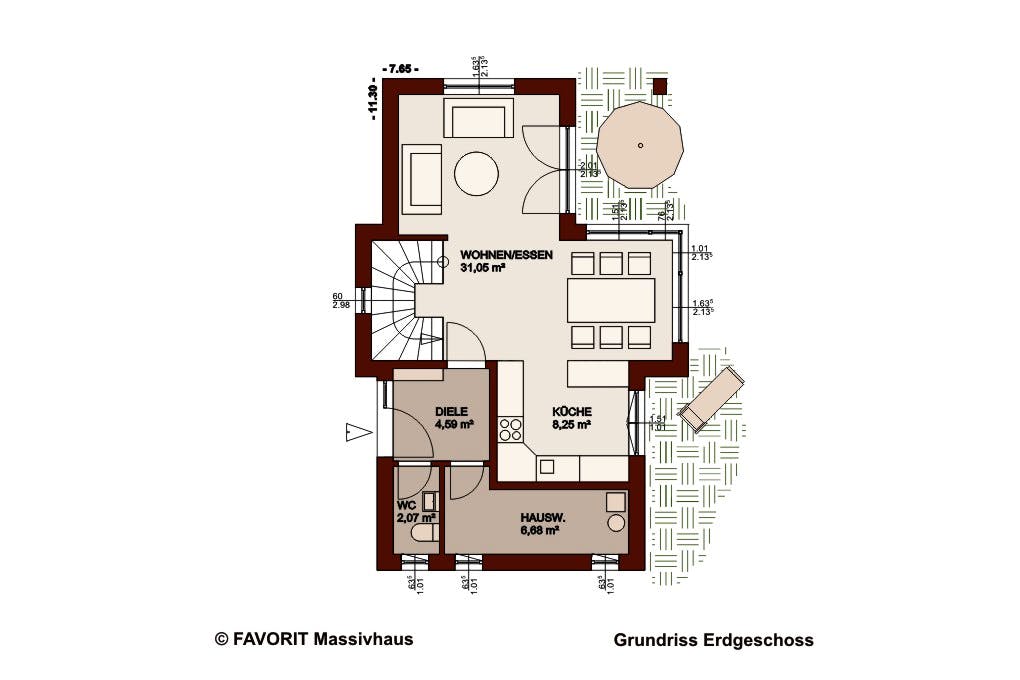 Massivhaus Concept Design 108 von FAVORIT Massivhaus Schlüsselfertig ab 312900€, Cubushaus Grundriss 1