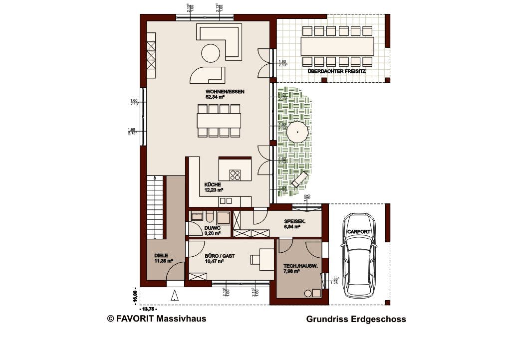 Massivhaus Concept Design 198 von FAVORIT Massivhaus Schlüsselfertig ab 497270€, Cubushaus Grundriss 1