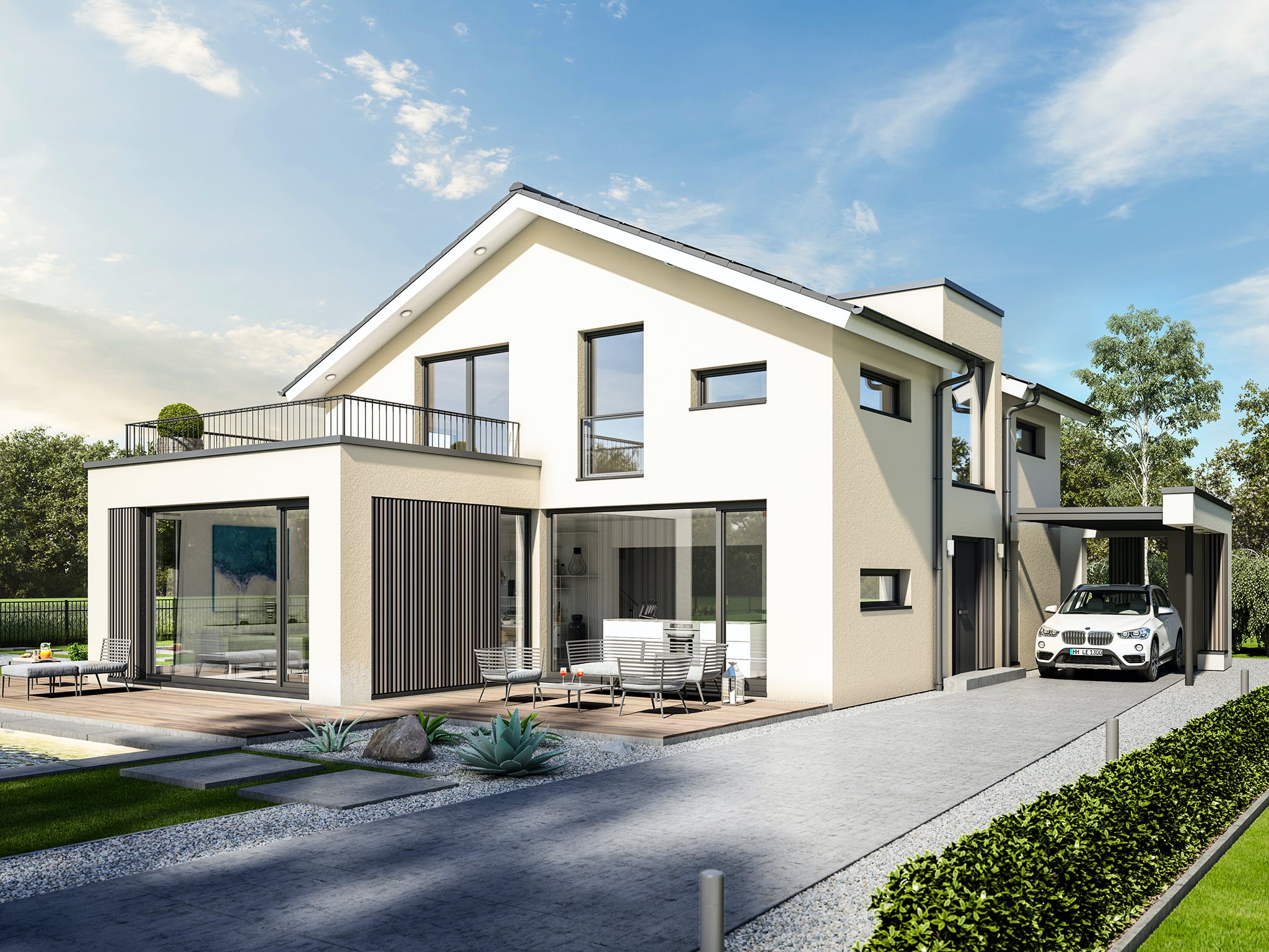 Fertighaus CONCEPT-M 154 Hannover von Bien-Zenker Schlüsselfertig ab 641352€, Satteldach-Klassiker Außenansicht 2