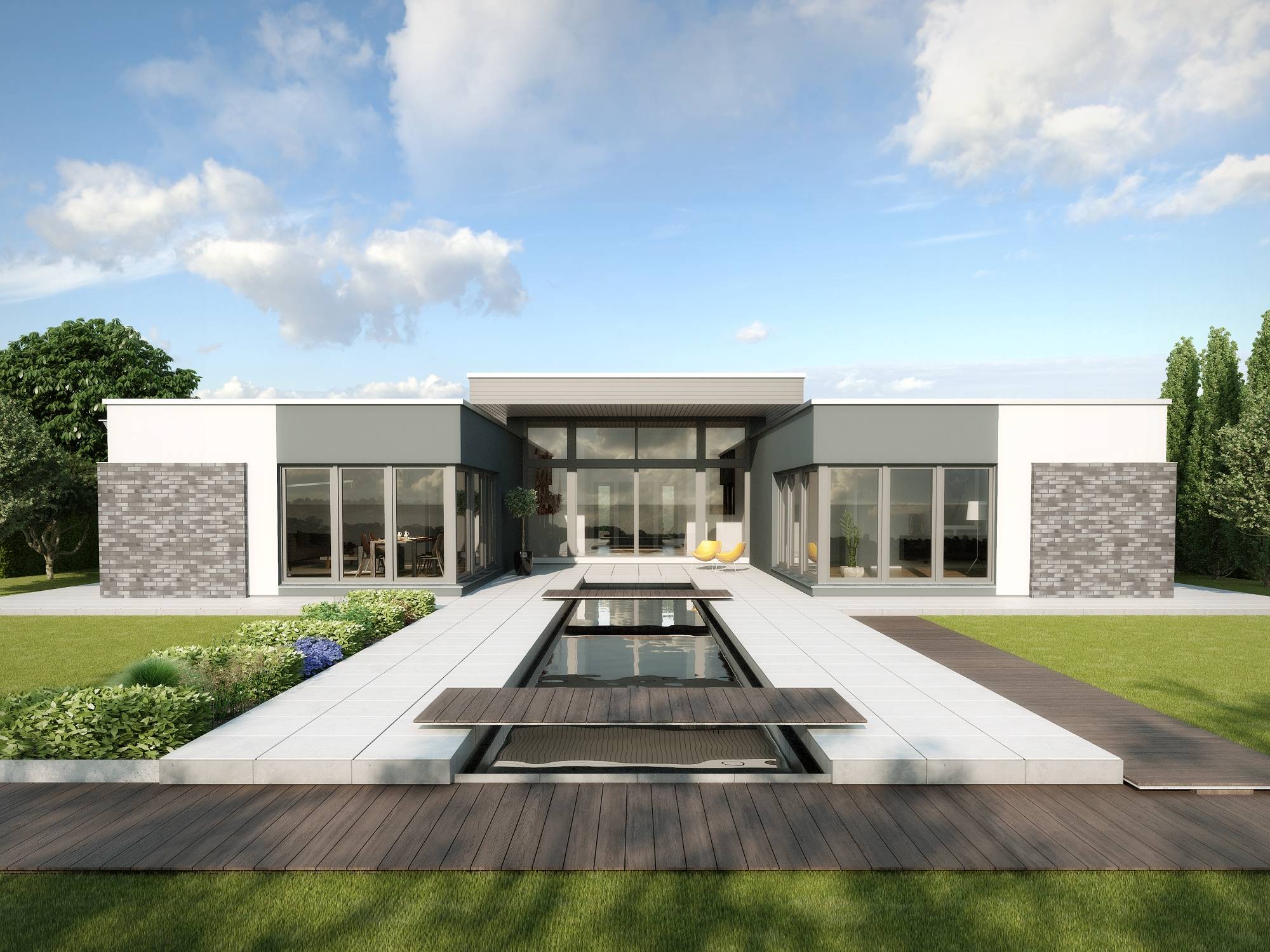 Fertighaus Côte d’Azur von GUSSEK HAUS Schlüsselfertig ab 537400€, Bungalow Außenansicht 1