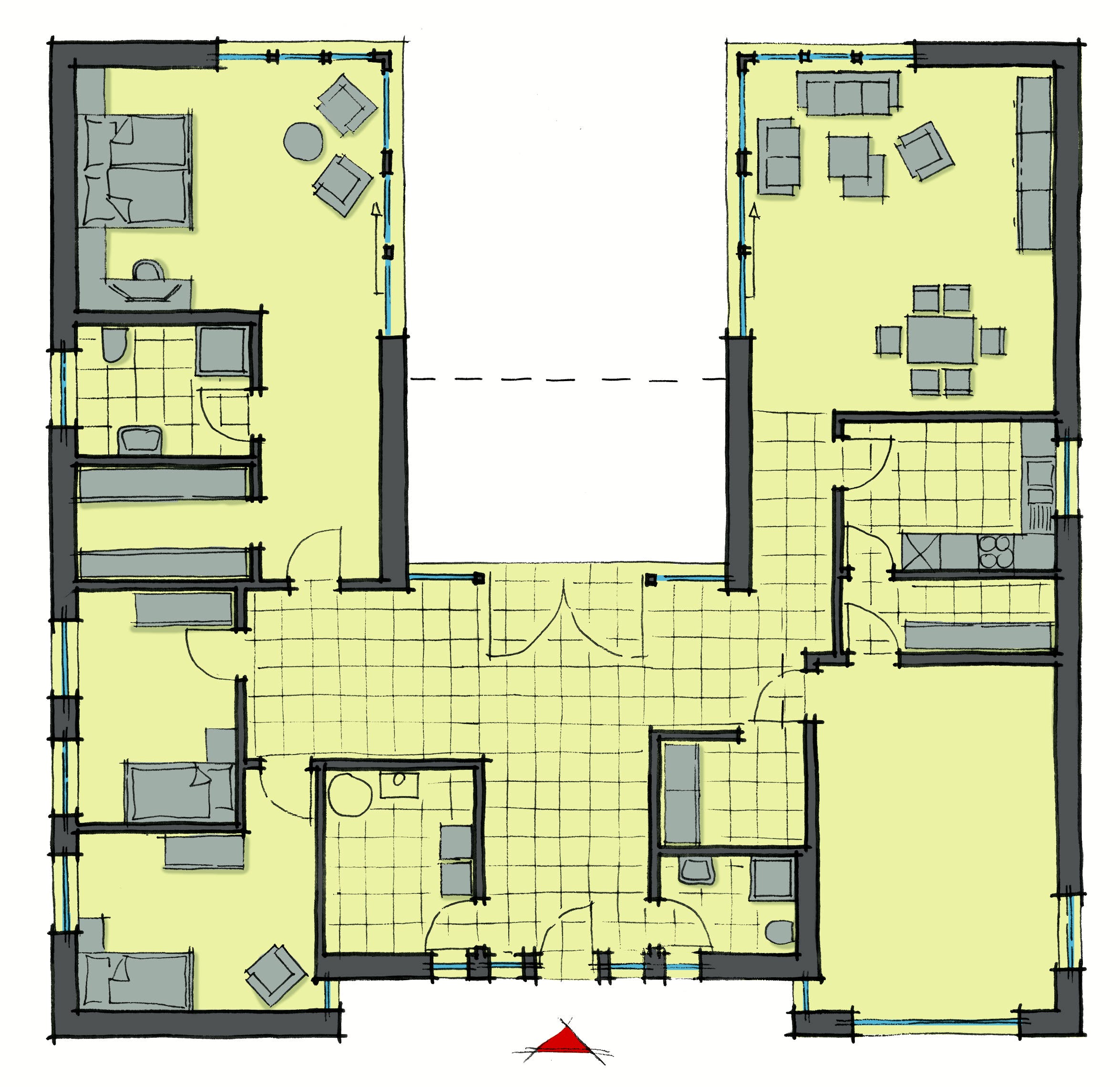 Fertighaus Côte d’Azur von GUSSEK HAUS Schlüsselfertig ab 537400€, Bungalow Grundriss 1
