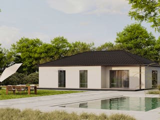 Fertighaus Bestseller Komfort 116 von BoHolz Haus Schlüsselfertig ab 312035€, Bungalow Außenansicht 1