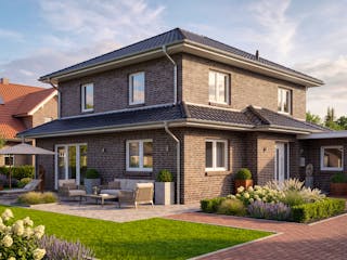 Massivhaus Pagode 162 von AMR-Wohnbau Schlüsselfertig ab 405000€, Stadtvilla Außenansicht 1