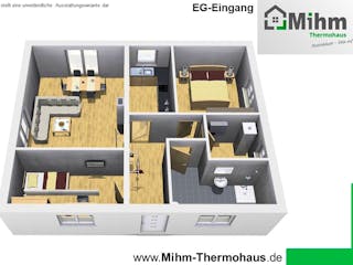 Massivhaus Bungalow90WD von Mihm Thermobau, Bungalow Innenansicht 1