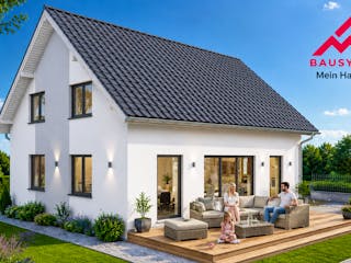 Massivhaus Trendhaus Familienglück 133 m² mit LIAPLAN  gebaut von Mein Haus Bausysteme, Satteldach-Klassiker Außenansicht 6