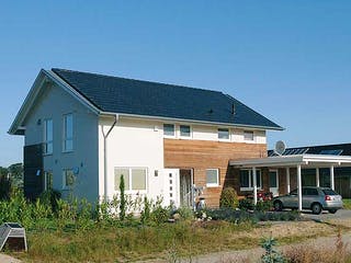 Fertighaus Anke (KfW-Effizienzhaus 40 EE) von Dammann-Haus Schlüsselfertig ab 381800€, Satteldach-Klassiker Außenansicht 2