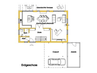 Fertighaus Birgit (KfW-Effizienzhaus 40 EE) von Dammann-Haus Schlüsselfertig ab 381300€, Pultdachhaus Grundriss 1