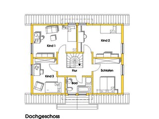 Fertighaus Carmen (KfW-Effizienzhaus 40 EE) von Dammann-Haus Schlüsselfertig ab 372500€, Satteldach-Klassiker Grundriss 2