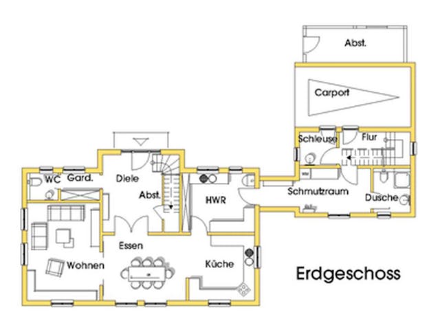 Fertighaus Heidi (KfW-Effizienzhaus 40 EE) von Dammann-Haus Schlüsselfertig ab 368100€, Satteldach-Klassiker Grundriss 1