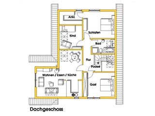Fertighaus Irina (KfW-Effizienzhaus 40 EE) von Dammann-Haus Schlüsselfertig ab 491900€, Satteldach-Klassiker Grundriss 2