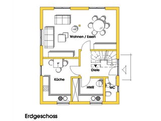 Fertighaus Isa (KfW-Effizienzhaus 40 EE) von Dammann-Haus Schlüsselfertig ab 297700€, Satteldach-Klassiker Grundriss 1