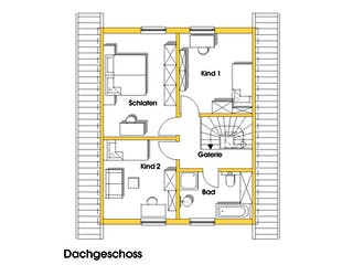 Fertighaus Isa (KfW-Effizienzhaus 40 EE) von Dammann-Haus Schlüsselfertig ab 297700€, Satteldach-Klassiker Grundriss 2