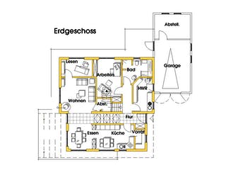 Fertighaus Judith (KfW-Effizienzhaus 40 EE) von Dammann-Haus Schlüsselfertig ab 399200€, Satteldach-Klassiker Grundriss 1