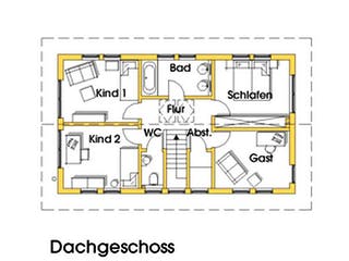 Fertighaus Judith (KfW-Effizienzhaus 40 EE) von Dammann-Haus Schlüsselfertig ab 399200€, Satteldach-Klassiker Grundriss 2