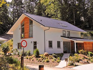 Fertighaus Jutta (KfW-Effizienzhaus 40 EE) von Dammann-Haus Schlüsselfertig ab 379200€, Satteldach-Klassiker Außenansicht 1