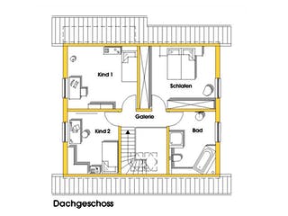 Fertighaus Kathrin (KfW-Effizienzhaus 40 EE) von Dammann-Haus Schlüsselfertig ab 331200€, Satteldach-Klassiker Grundriss 2