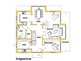Fertighaus Margret (KfW-Effizienzhaus 40 EE) von Dammann-Haus Schlüsselfertig ab 508800€, Pultdachhaus Grundriss 1
