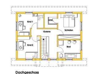 Fertighaus Svantje (KfW-Effizienzhaus 40 EE) von Dammann-Haus Schlüsselfertig ab 350500€, Satteldach-Klassiker Grundriss 2