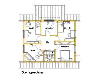 Fertighaus Tineke (KfW-Effizienzhaus 40 EE) von Dammann-Haus Schlüsselfertig ab 345300€, Satteldach-Klassiker Grundriss 2