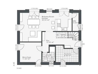 Fertighaus Daylight-E-144 E2 von Danhaus Deutschland Schlüsselfertig ab 411452€, Satteldach-Klassiker Grundriss 1