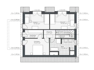 Fertighaus Daylight-E-144 E2 von Danhaus Deutschland Schlüsselfertig ab 411452€, Satteldach-Klassiker Grundriss 2