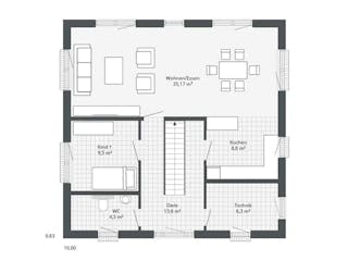 Fertighaus Discovery XL von Danhaus Deutschland Schlüsselfertig ab 454344€, Stadtvilla Grundriss 1