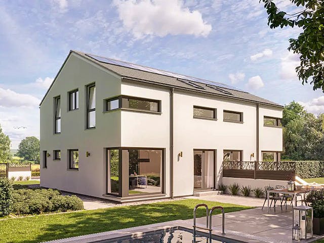 Fertighaus Dynamic-G-191 E2 von Danhaus Deutschland Schlüsselfertig ab 572853€, Satteldach-Klassiker Außenansicht 1