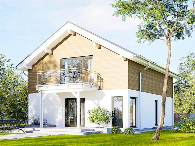 Fertighaus Plus 159 von Danwood Schlüsselfertig ab 406500€, Satteldach-Klassiker Außenansicht 1