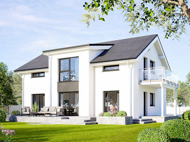 Fertighaus Plus 187 von Danwood Schlüsselfertig ab 455000€, Satteldach-Klassiker Außenansicht 1