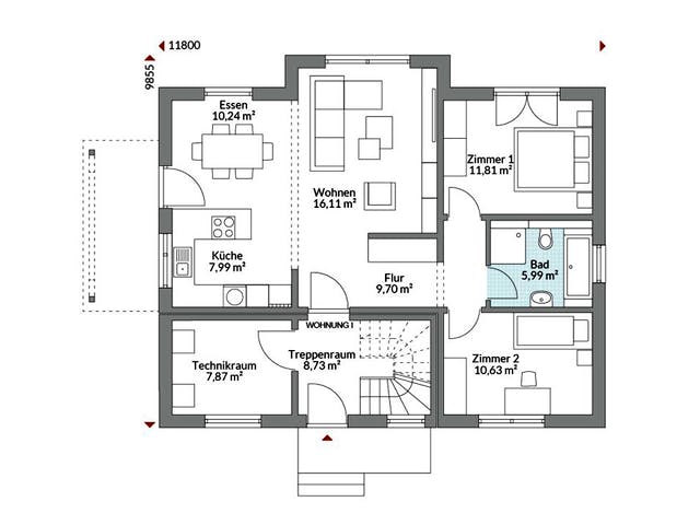 Fertighaus Plus 187 von Danwood Schlüsselfertig ab 428200€, Satteldach-Klassiker Grundriss 1