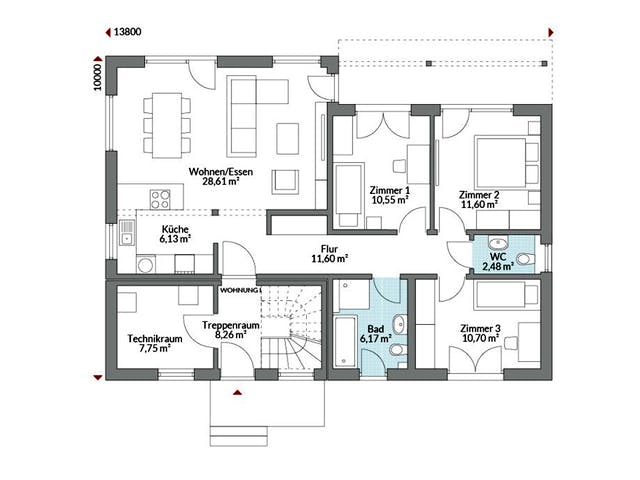 Fertighaus Plus 220 von Danwood Schlüsselfertig ab 479900€, Stadtvilla Grundriss 1