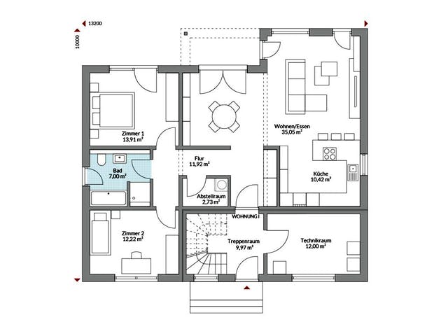 Fertighaus Plus 227 von Danwood Schlüsselfertig ab 492600€, Stadtvilla Grundriss 1