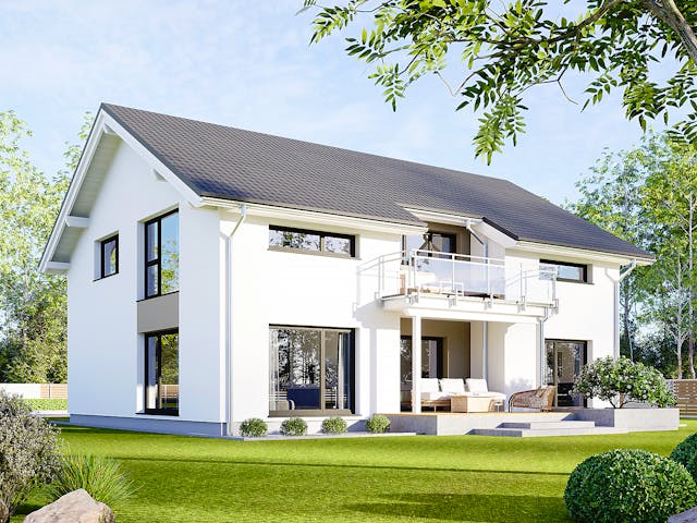 Fertighaus Plus 235 von Danwood Schlüsselfertig ab 534300€, Satteldach-Klassiker Außenansicht 1