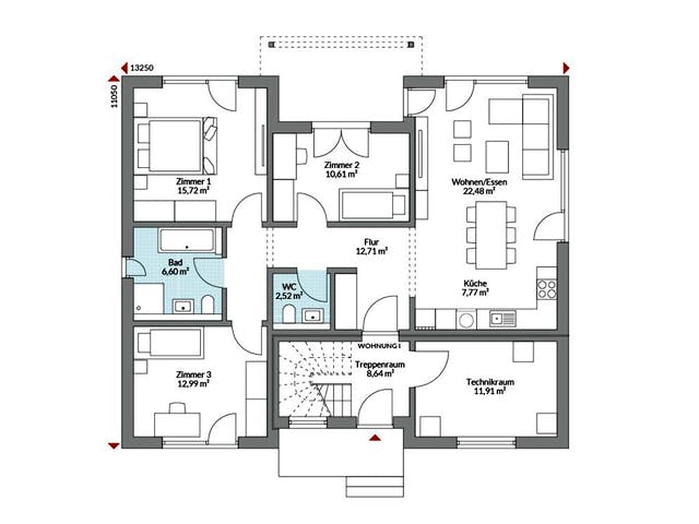 Fertighaus Plus 235 von Danwood Schlüsselfertig ab 497800€, Satteldach-Klassiker Grundriss 1