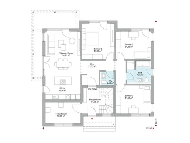 Fertighaus Plus 267 von Danwood Schlüsselfertig ab 596900€, Stadtvilla Grundriss 1