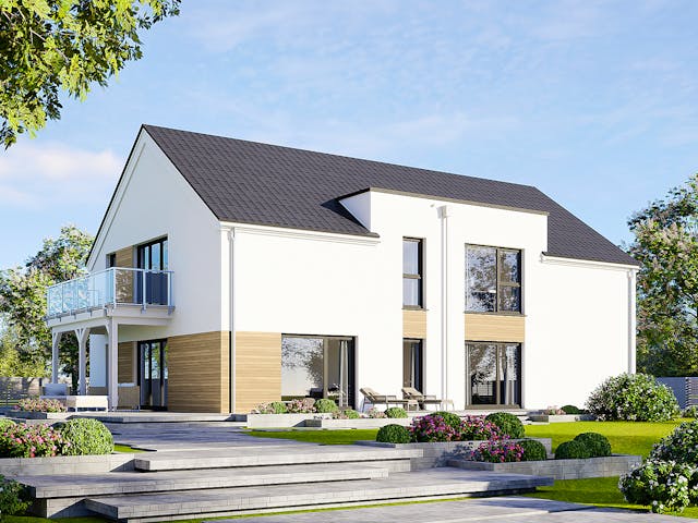 Fertighaus Plus 270 von Danwood Schlüsselfertig ab 573700€, Satteldach-Klassiker Außenansicht 1