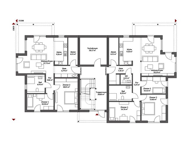 Fertighaus Poly 514 W4 von Danwood, Stadtvilla Grundriss 1