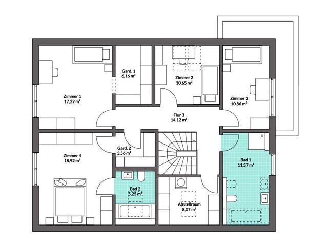 Fertighaus Privat 223 von Danwood Schlüsselfertig ab 456500€, Satteldach-Klassiker Grundriss 2