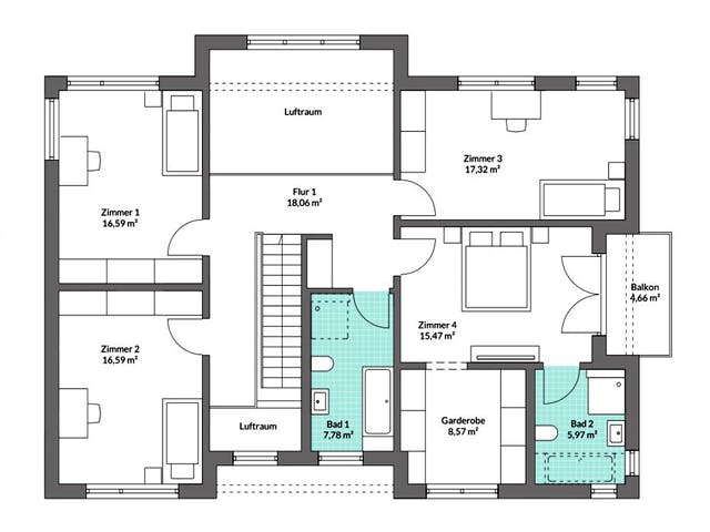 Fertighaus Privat 232 von Danwood Schlüsselfertig ab 519300€, Stadtvilla Grundriss 2