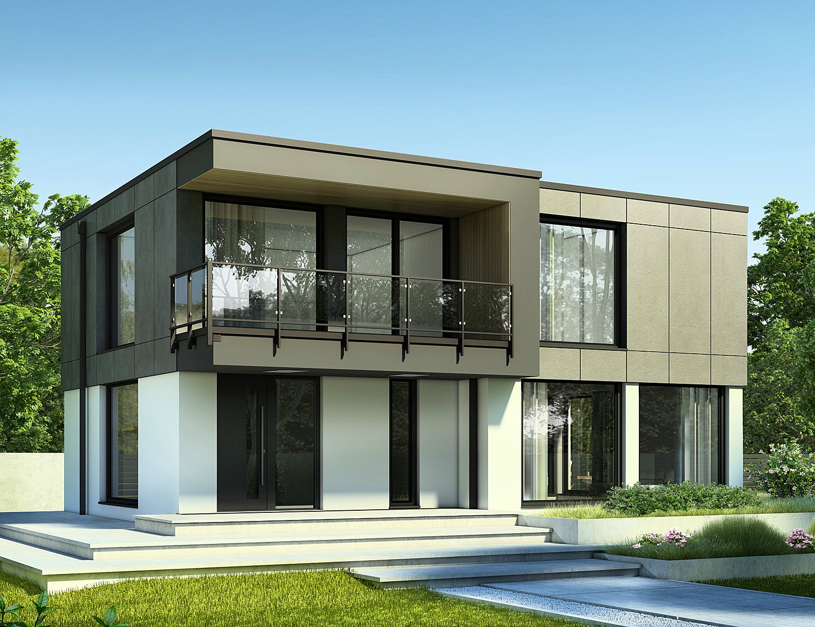 Fertighaus Next 170 F von Danwood - NEXT by Danwood Schlüsselfertig ab 529000€, Cubushaus Außenansicht 1