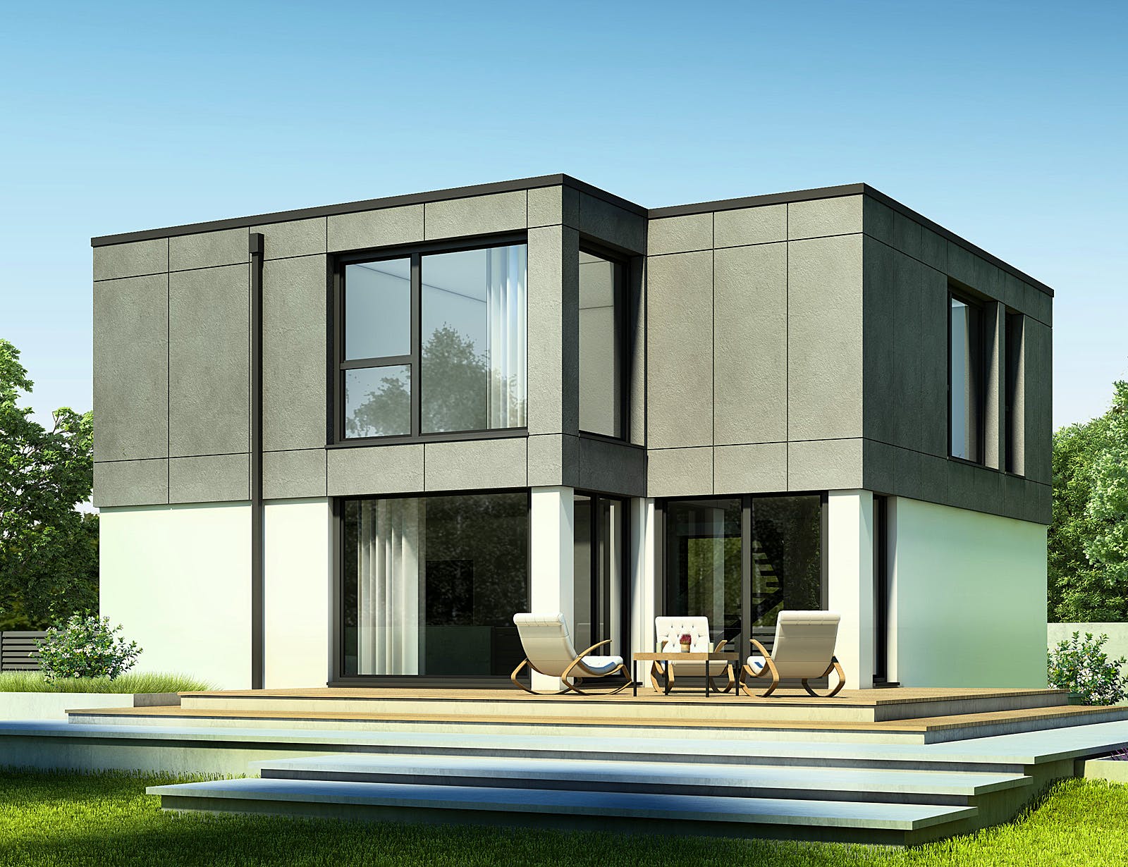 Fertighaus Next 170 F von Danwood - NEXT by Danwood Schlüsselfertig ab 529000€, Cubushaus Außenansicht 2