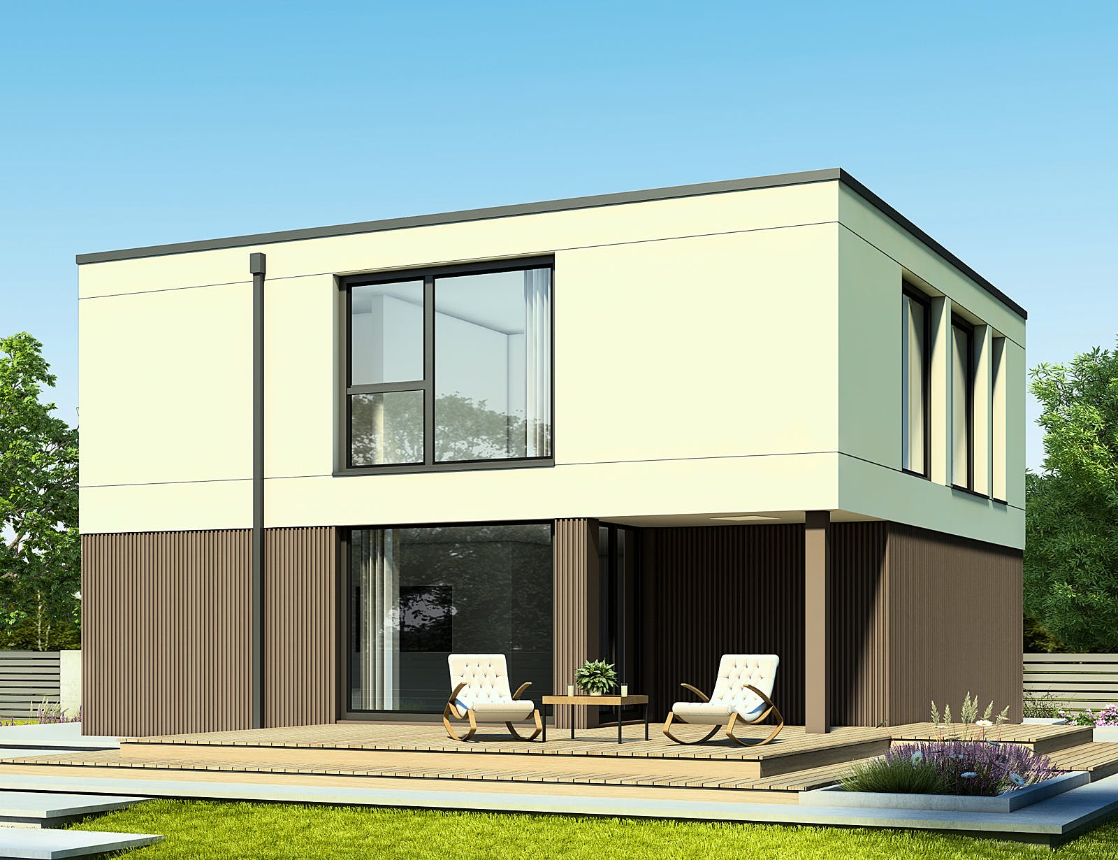 Fertighaus NEXT 176F von Danwood - NEXT by Danwood Schlüsselfertig ab 539300€, Cubushaus Außenansicht 1