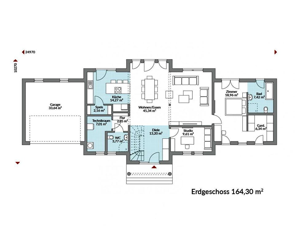 Fertighaus Classic 266 von Danwood Schlüsselfertig ab 504700€, Stadtvilla Grundriss 1