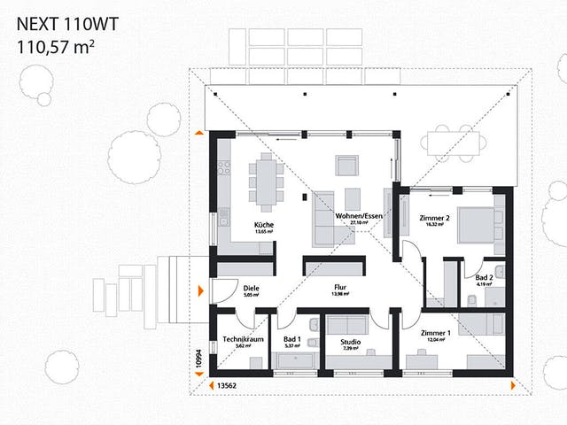 Fertighaus Next 110 WT von Danwood - NEXT by Danwood Schlüsselfertig ab 400700€, Bungalow Grundriss 1