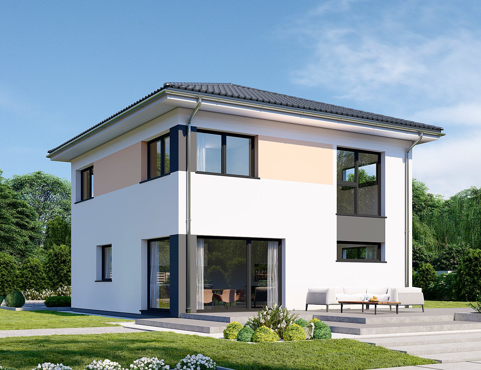 Fertighaus Park 131W von Danwood Schlüsselfertig ab 244900€, Stadtvilla Außenansicht 1