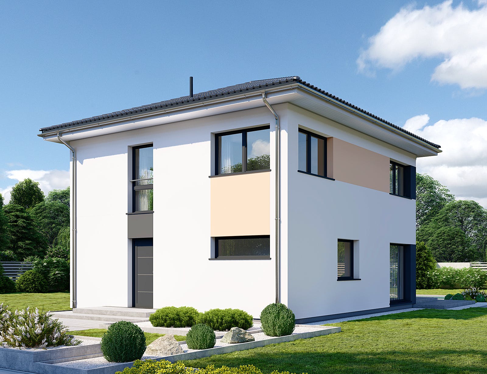 Fertighaus Park 131W von Danwood Schlüsselfertig ab 244900€, Stadtvilla Außenansicht 2