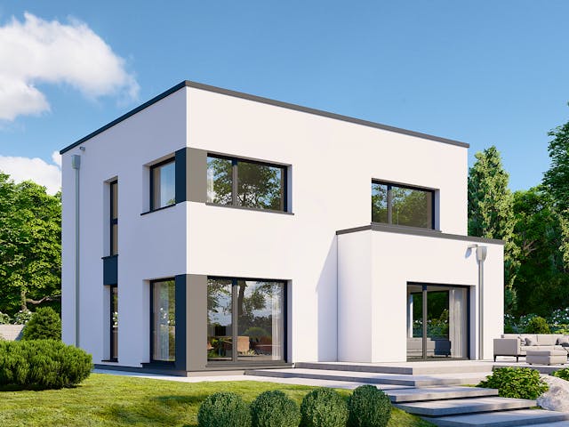Fertighaus Park 133 CUBE von Danwood Schlüsselfertig ab 303900€, Cubushaus Außenansicht 1