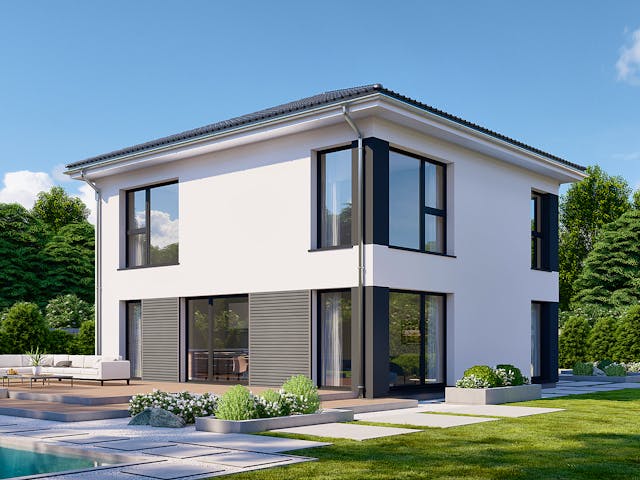 Fertighaus Park 133W von Danwood Schlüsselfertig ab 291000€, Stadtvilla Außenansicht 1